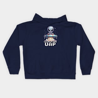 Angry Alien 👽 🛸 "Stop Calling My Ride UAP" Kids Hoodie